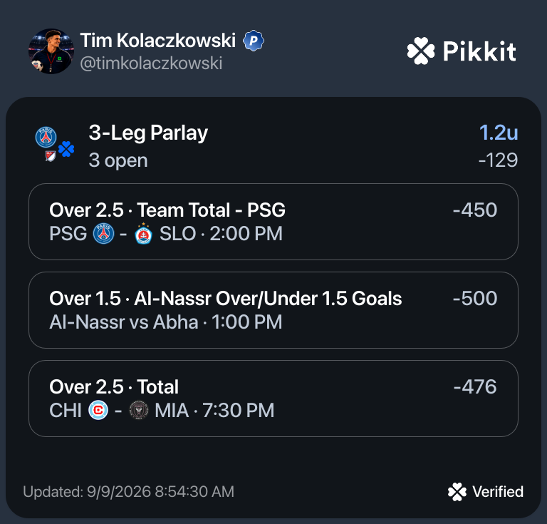 Parlay 1.2u at Caesars Pikkit Copy I realize some people don’t like these parlay