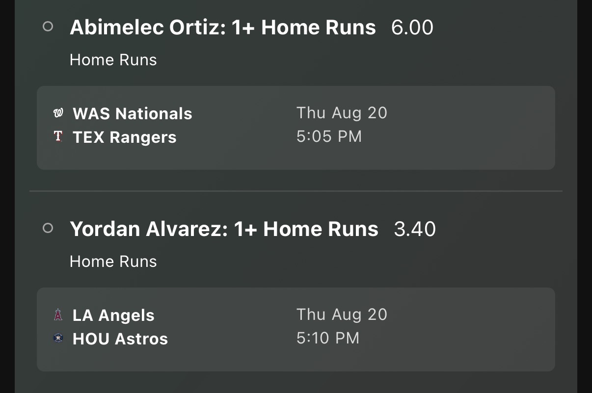 MLB 08/20/2026 Parlay 1 Let’s get some action for these last two games 🫡🍞 ⚾️+194