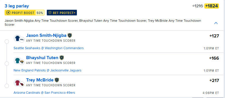 NFL Anytime TD Boosted Parlay One of the most fun sweats you can have and the bo