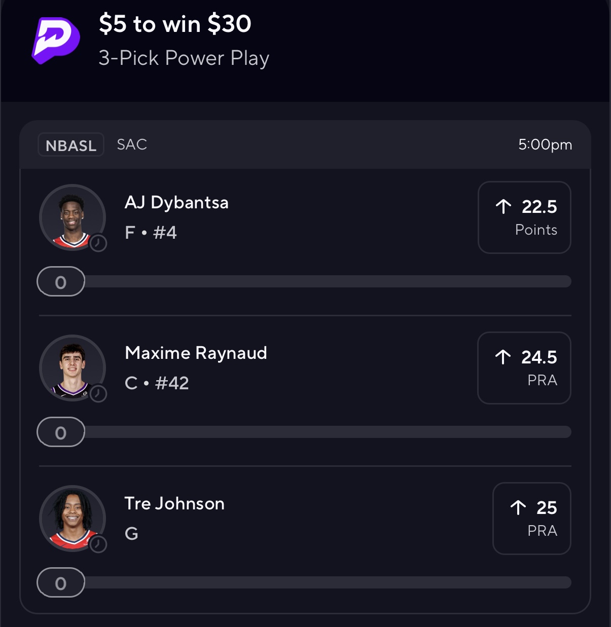NBA Summer League. WSH/SAC mini-game stack. Would play just 0.1u if I could! L
