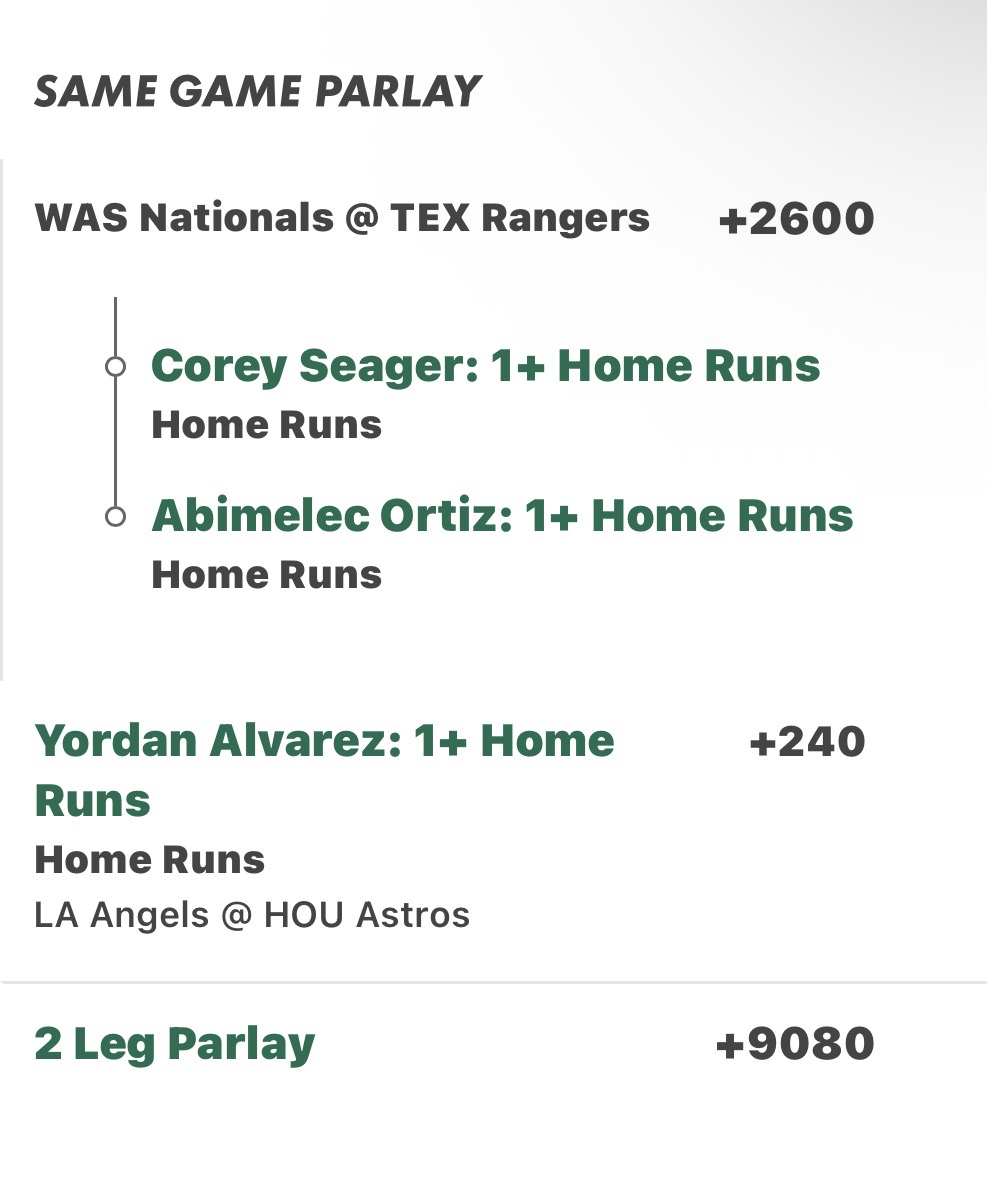 MLB ⚾️ The Crown Jewel 3 Leg Home Run Parlay 👑💎🚀(+9080) Seager x Ortiz HR (+2400
