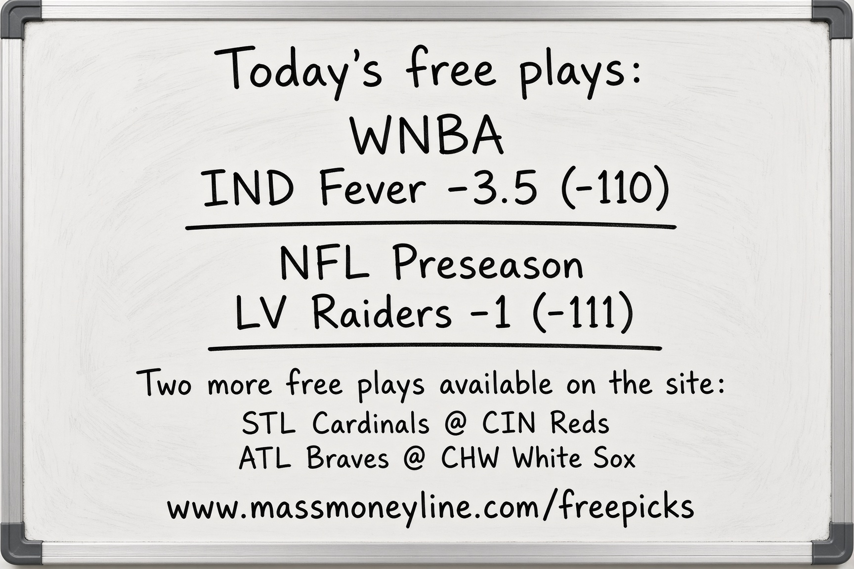 Yesterday’s free plays: 0-3 August record: 28-28-1 Today’s free plays: 🏀 WNBA IN