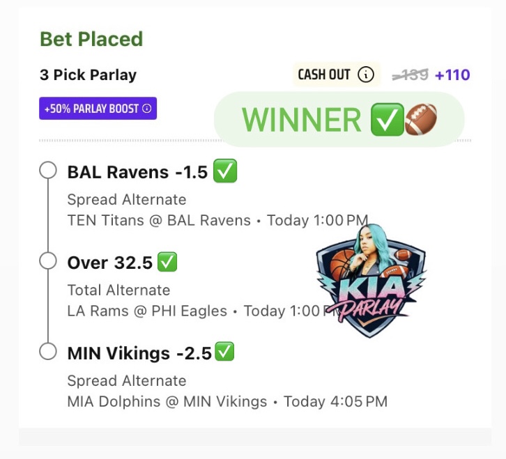 Sunday’s Free Pick was a Winner 🔥🤑💰🏈