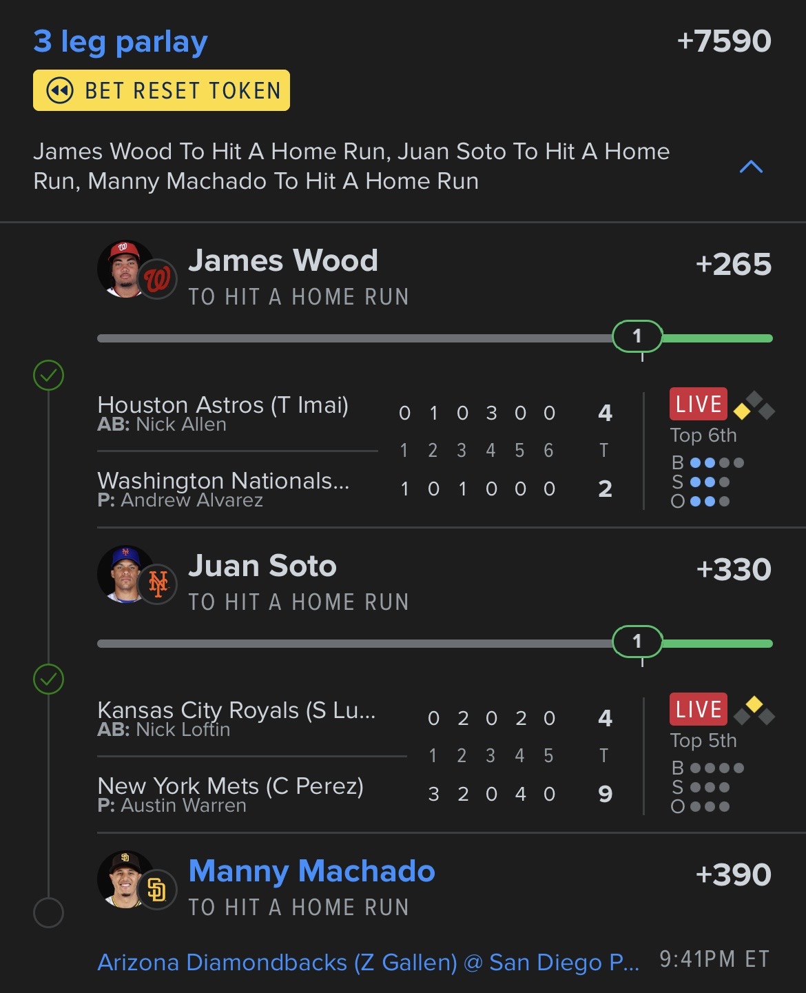 Dinger Tuesday 🛎️ Bet Reset ♻️ SWEAT! 🥵 When Manny Machado chases tonight, I’m g