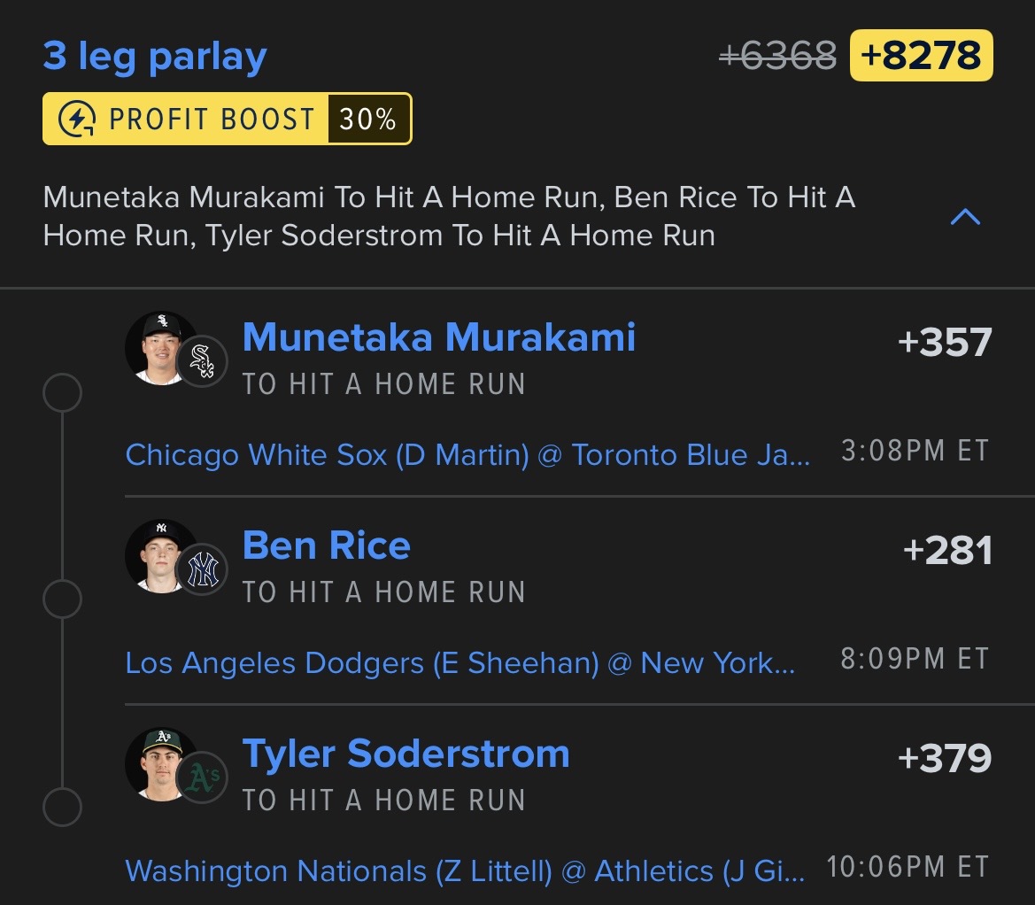Saturday Sluggers Home Run #1 - Insomnia Lay 💤 FanDuel +8278 (30% Boost) Full tr