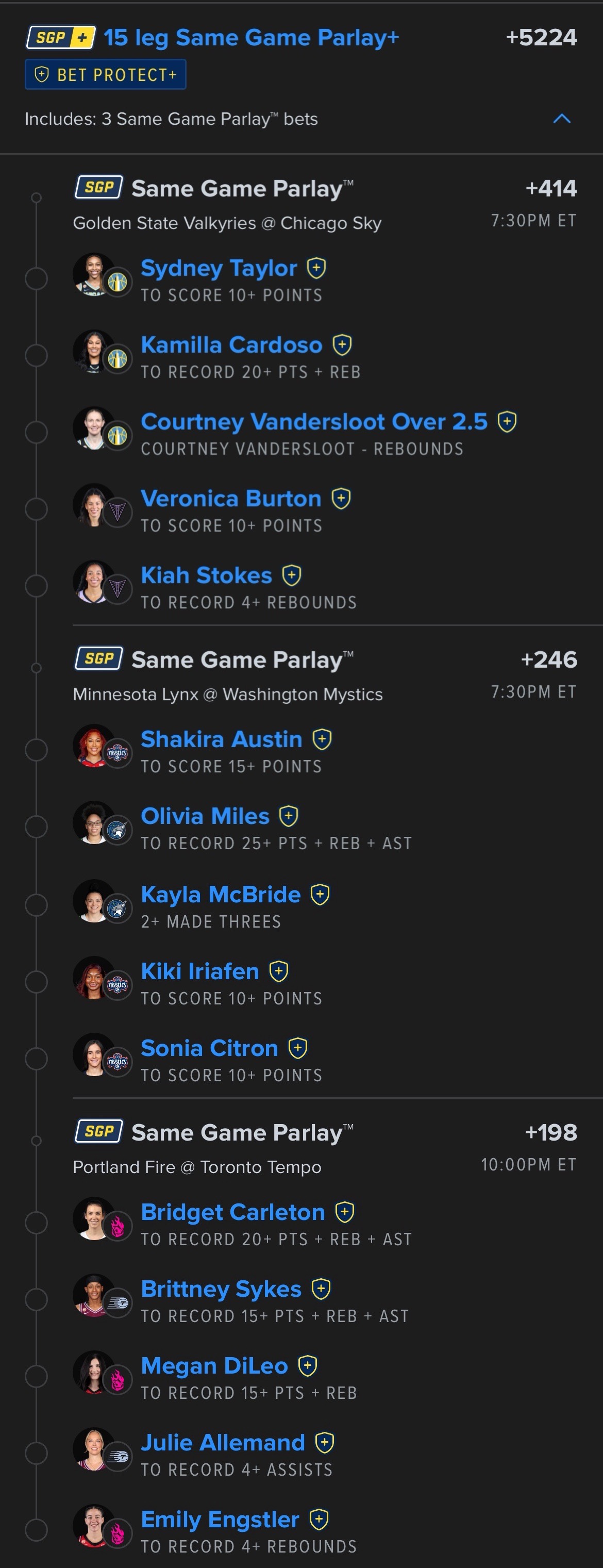 WNBA FRIDAY THE MEG 🦈 FanDuel +5224 The WNBA did not help us at all last night w
