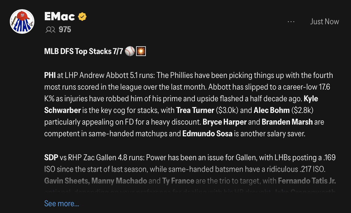 MLB DFS 7/7 Summary ⚾️🔮👀 Click on the links below or follow me and filter to eas