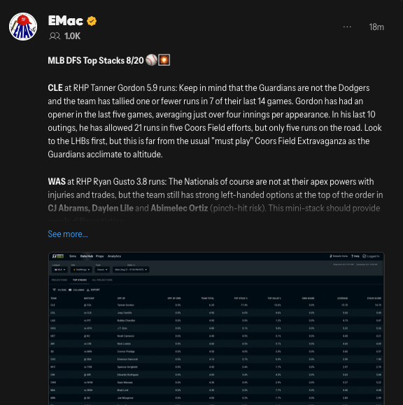 MLB DFS 8/21 Summary ⚾️🔮👀 Click on the links below or follow me and filter to ea