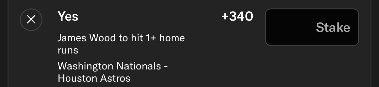 💣 Blessed Bomb 💣 James Wood, +340, .25u Jose Caballero hitting at +1,300 last ni