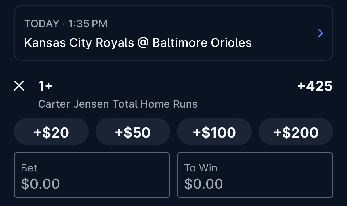 💣 Blessed Bomb 💣 Carter Jensen, +425, .25u