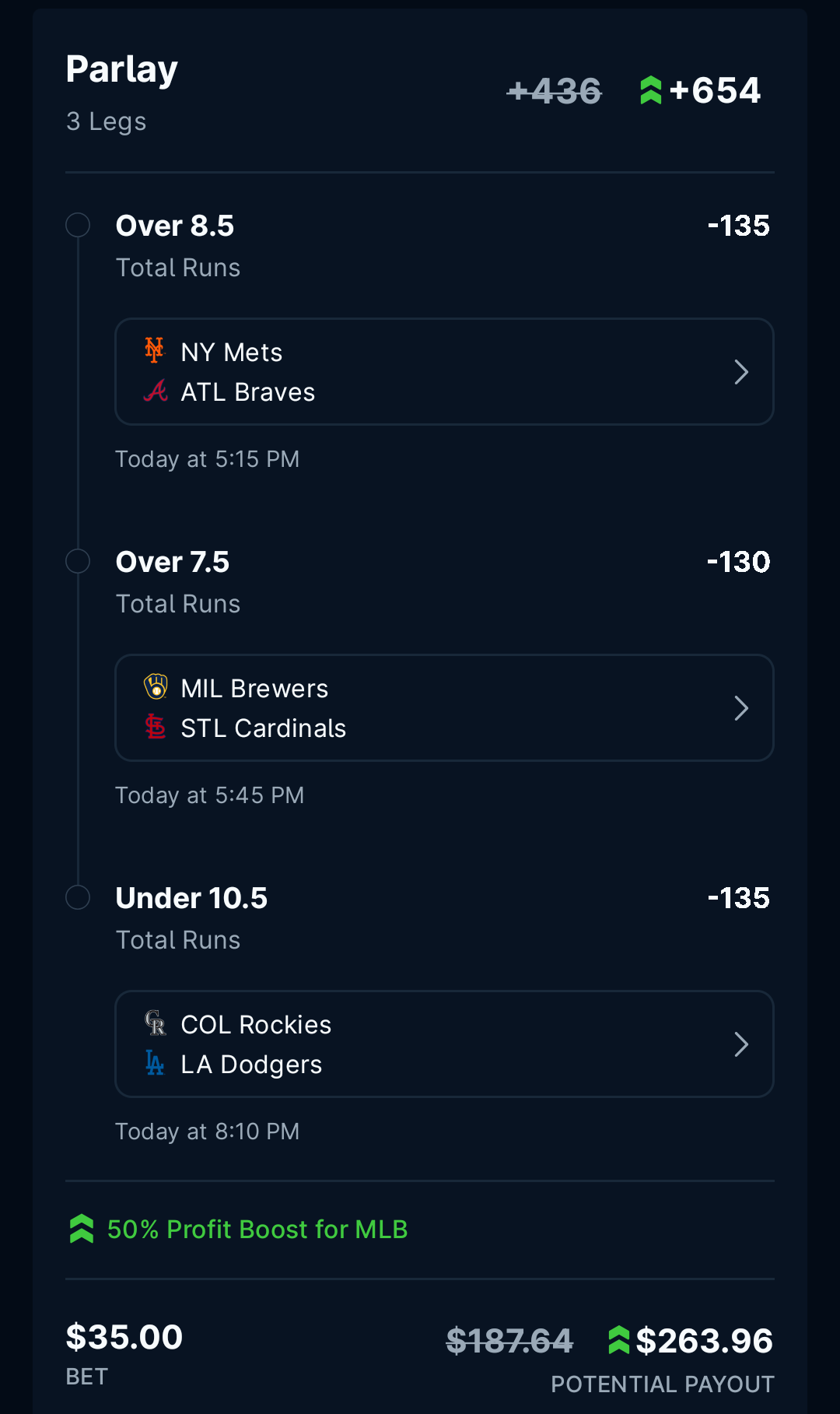 ⚾ TheScore MLB Parlay Boost ⚡ Small slate today and not loving the props out the