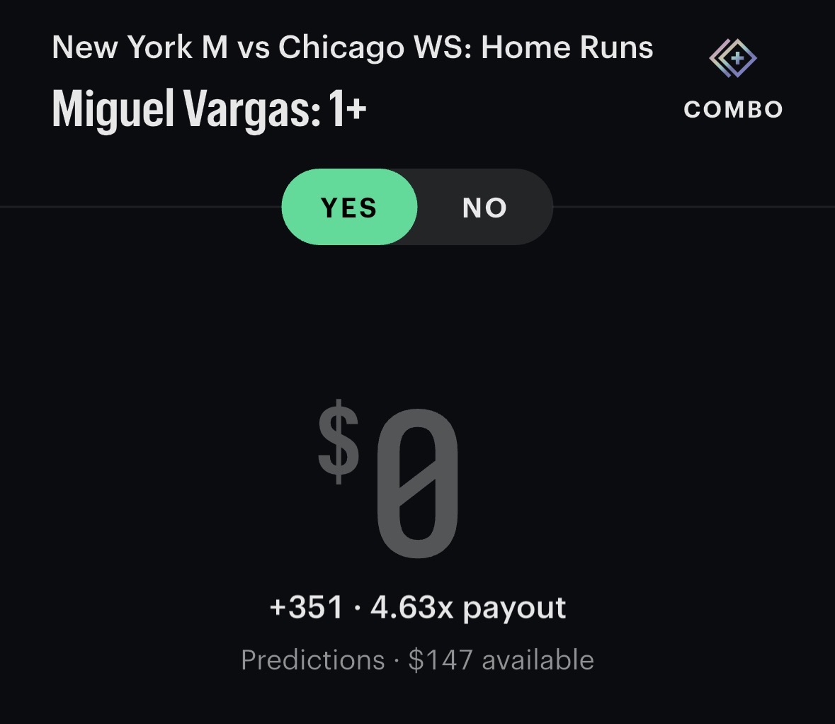 💣 Miguel Vargas (CWS) HR +351 0.25 unit