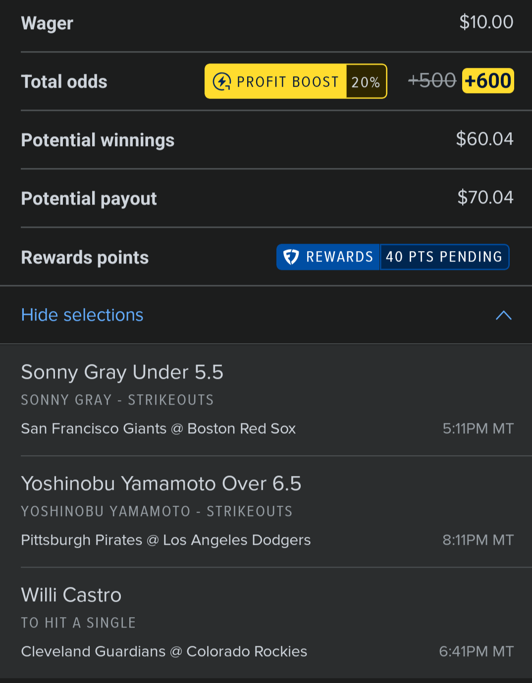 ⚾ FanDuel MLB 20% Boost ⚡ .2u limited max parlay here - great +EV on FD for thes