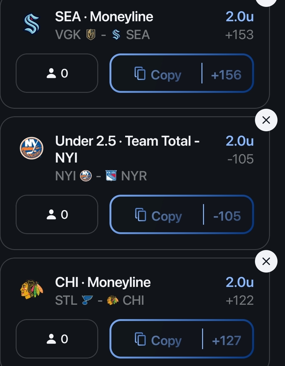 FREE NHL PLAYS FOR TUESDAY 🏒ICE HOCKEY🏒 Laying down this 3 leg and singles a